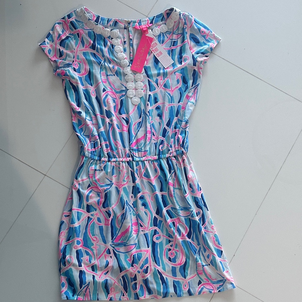 Brand New Lilly Pulitzer Dress Anchor Print in Blue and Pink - Size S